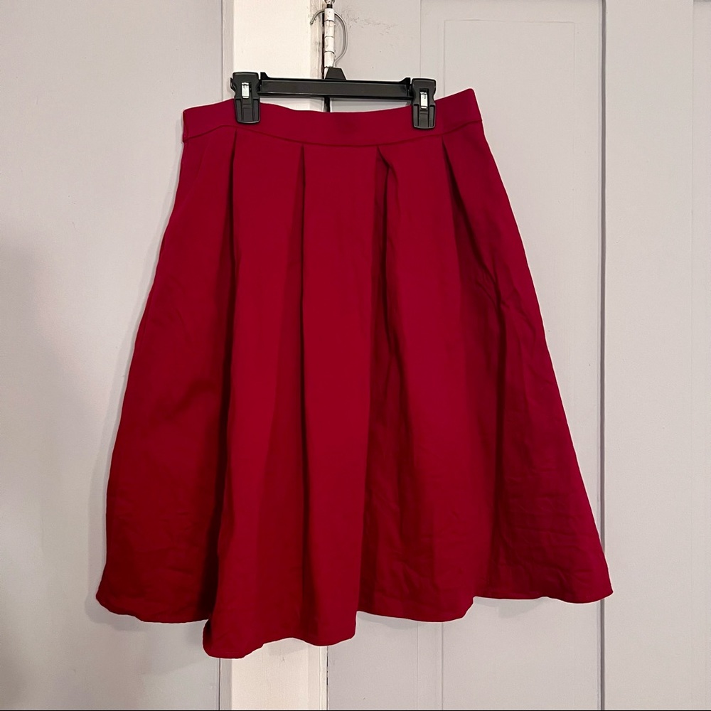 Tandisk A-Line Pleated Flared MIDI Skirt